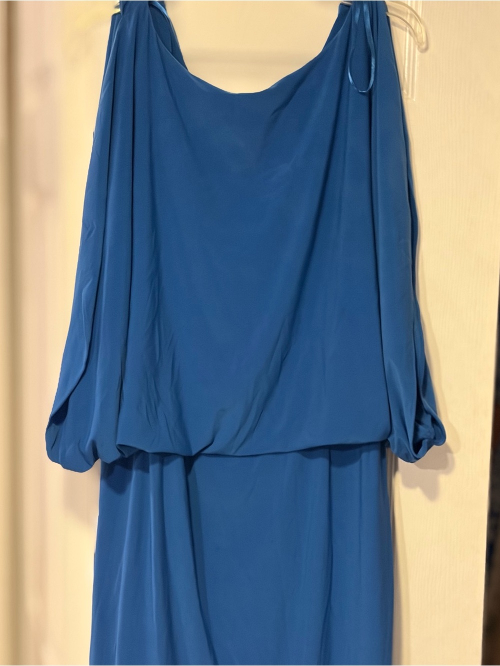 Vintage Jessica Simpson Blue Mini Dress with Draped Blouson Silhouette